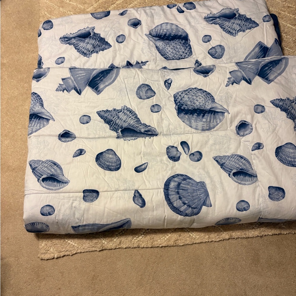 Nautical Blue and White Seashell Bedding Set